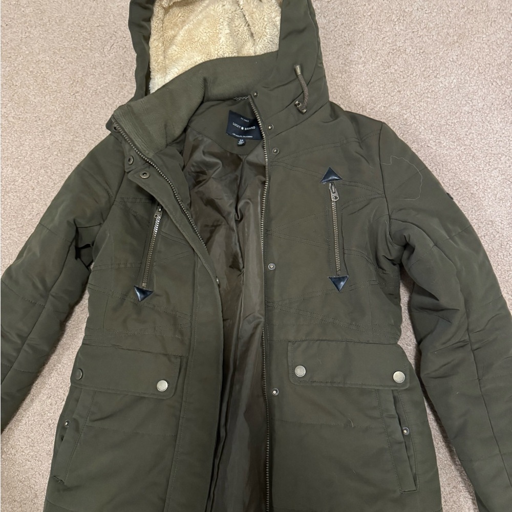 Lucky Brand Olive Green Long Winter Jacket
